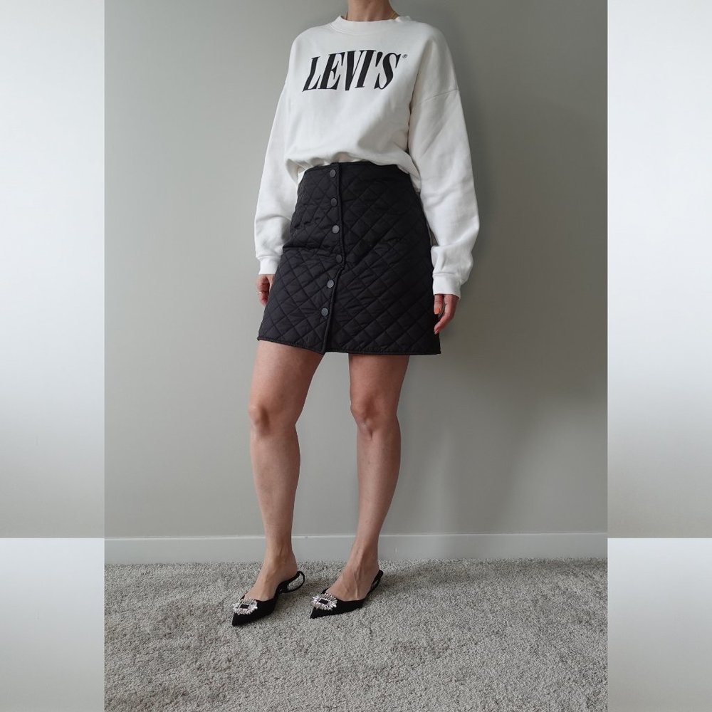 De Facto Black High Waist Quilted Skirt 4 / 36 / S